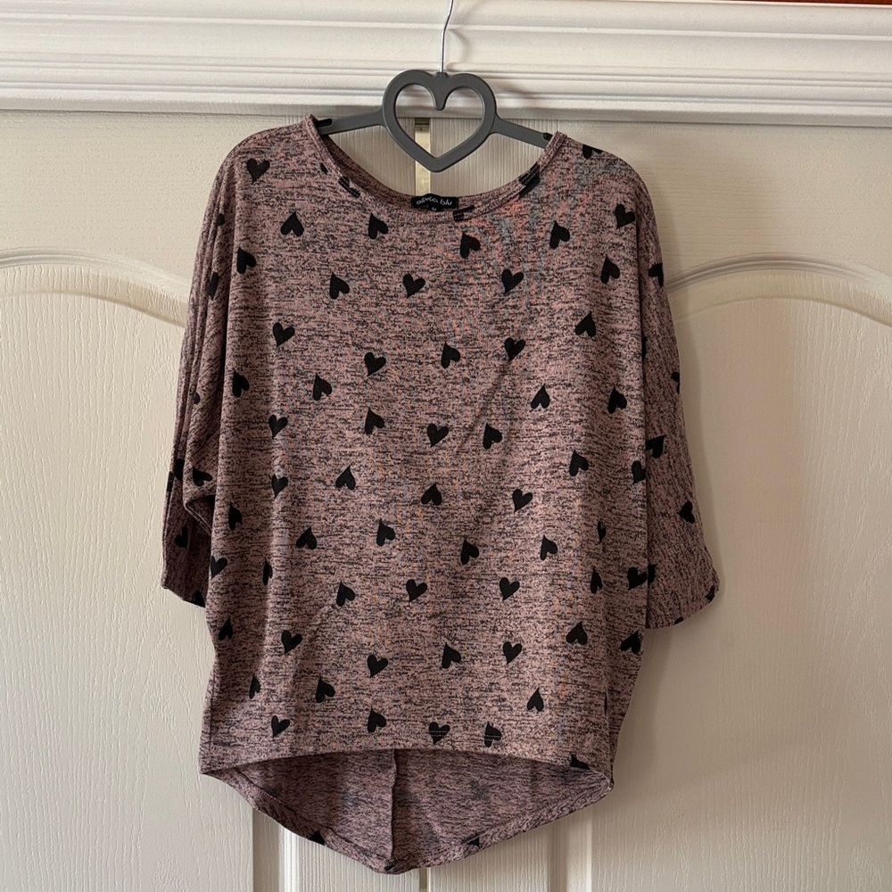 Stylish Heart Print Top in Brown